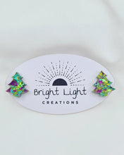 Load image into Gallery viewer, Confetti Glitter Christmas Tree Stud Earrings (5 colour variations)