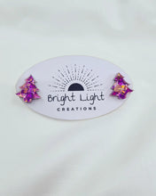 Load image into Gallery viewer, Confetti Glitter Christmas Tree Stud Earrings (5 colour variations)
