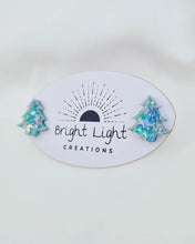 Load image into Gallery viewer, Confetti Glitter Christmas Tree Stud Earrings (5 colour variations)