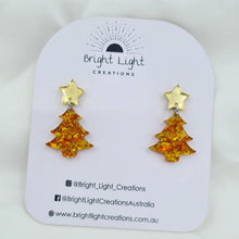 Load image into Gallery viewer, Confetti Glitter Christmas Tree Stud Dangle Earrings (10 colour variations)