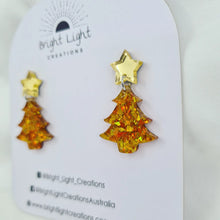 Load image into Gallery viewer, Confetti Glitter Christmas Tree Stud Dangle Earrings (10 colour variations)