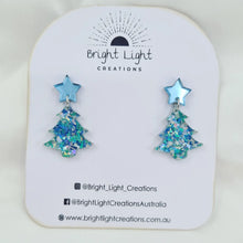 Load image into Gallery viewer, Confetti Glitter Christmas Tree Stud Dangle Earrings (10 colour variations)