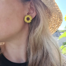 Load image into Gallery viewer, Large Sunflower Stud Earrings