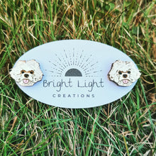 Load image into Gallery viewer, Maltese Dog Stud Earrings