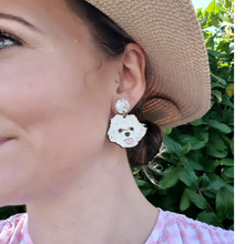 Load image into Gallery viewer, Maltese Dog Stud Dangle Earrings