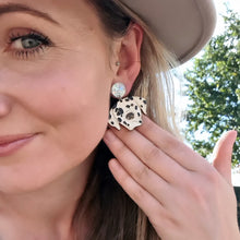 Load image into Gallery viewer, Dalmatian Dog Stud Dangle Earrings