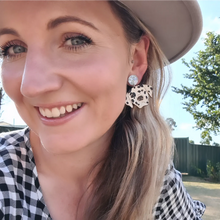 Load image into Gallery viewer, Dalmatian Dog Stud Dangle Earrings