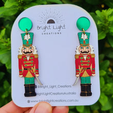 Load image into Gallery viewer, Green Christmas Nutcracker Soldier Stud Dangle Earrings