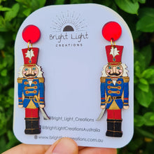Load image into Gallery viewer, Red Christmas Nutcracker Soldier Stud Dangle Earrings