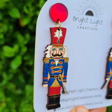 Load image into Gallery viewer, Red Christmas Nutcracker Soldier Stud Dangle Earrings