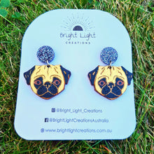 Load image into Gallery viewer, Pug Dog Stud Dangle Earrings