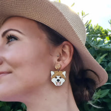 Load image into Gallery viewer, Akita Dog Stud Dangle Earrings