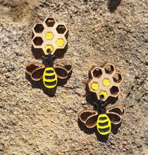Load image into Gallery viewer, Bee and Honeycomb Earrings