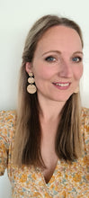 Load image into Gallery viewer, Wooden Three Tier Stud Dangle Earrings