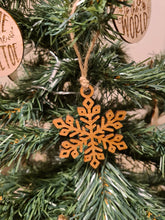 Load image into Gallery viewer, Wooden Snowflake Christmas Ornament