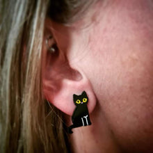 Load image into Gallery viewer, Black Cat Earrings