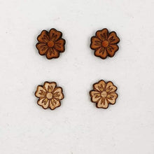 Load image into Gallery viewer, Wooden Flower Stud Earrings - Australian Handmade & Hypoallergenic - Engraved