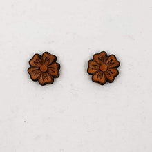 Load image into Gallery viewer, Light Wood Flower Stud Earrings - Australian Handmade & Hypoallergenic - Engraved