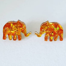 Load image into Gallery viewer, Gold Confetti Glitter Elephants Stud Earrings