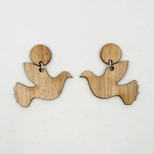 Load image into Gallery viewer, Wooden Dove Stud Dangle Earrings