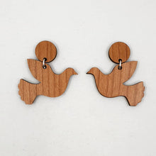 Load image into Gallery viewer, Wooden Dove Stud Dangle Earrings