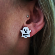 Load image into Gallery viewer, Halloween Ghost Trick or Treat Earrings
