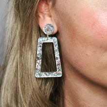Load image into Gallery viewer, Glitter Retro Geometric Stud Dangle Earrings