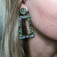 Load image into Gallery viewer, Glitter Retro Geometric Stud Dangle Earrings