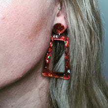 Load image into Gallery viewer, Glitter Retro Geometric Stud Dangle Earrings
