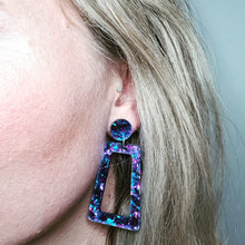Load image into Gallery viewer, Glitter Retro Geometric Stud Dangle Earrings