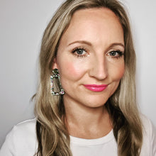 Load image into Gallery viewer, Glitter Retro Geometric Stud Dangle Earrings