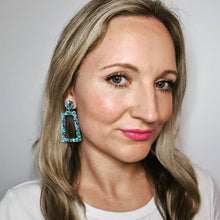 Load image into Gallery viewer, Glitter Retro Geometric Stud Dangle Earrings