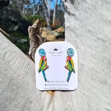 Load image into Gallery viewer, Eastern Rosella Stud Dangle Earrings
