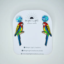 Load image into Gallery viewer, Eastern Rosella Stud Dangle Earrings
