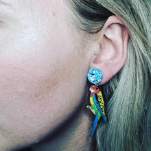Load image into Gallery viewer, Eastern Rosella Stud Dangle Earrings