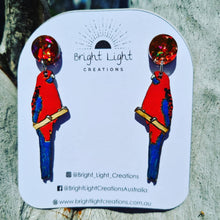 Load image into Gallery viewer, Crimson Rosella Stud Dangle Earrings