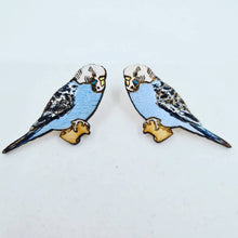 Load image into Gallery viewer, Blue Budgie Stud Earrings