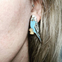 Load image into Gallery viewer, Blue Budgie Stud Earrings