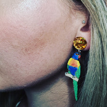 Load image into Gallery viewer, Rainbow Lorikeet Stud Dangle Earrings