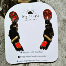 Load image into Gallery viewer, Red-tailed Black Cockatoo Stud Dangle Earrings