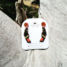 Load image into Gallery viewer, Red-tailed Black Cockatoo Stud Dangle Earrings