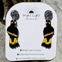 Load image into Gallery viewer, Yellow-tailed Black Cockatoo Stud Dangle Earrings