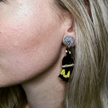 Load image into Gallery viewer, Yellow-tailed Black Cockatoo Stud Dangle Earrings