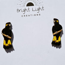 Load image into Gallery viewer, Yellow-tailed Black Cockatoo Stud Earrings