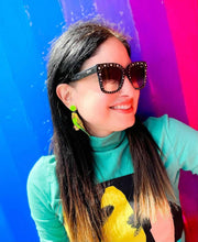 Load image into Gallery viewer, Green Budgie Stud Dangle Earrings