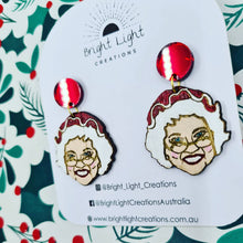 Load image into Gallery viewer, Mrs Claus Stud Dangle Earrings