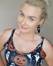 Load image into Gallery viewer, Coffin Cross Stud Dangle Earrings