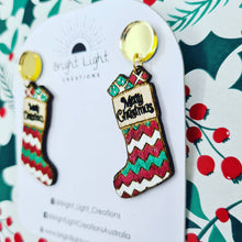 Load image into Gallery viewer, Christmas Stocking Stud Dangle Earrings