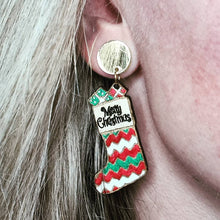 Load image into Gallery viewer, Christmas Stocking Stud Dangle Earrings