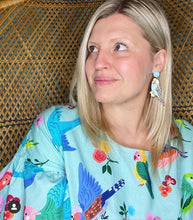 Load image into Gallery viewer, Blue Budgie Stud Dangle Earrings